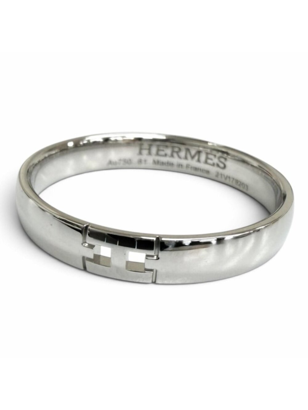 Hermes Hercules H Logo Ring White Gold